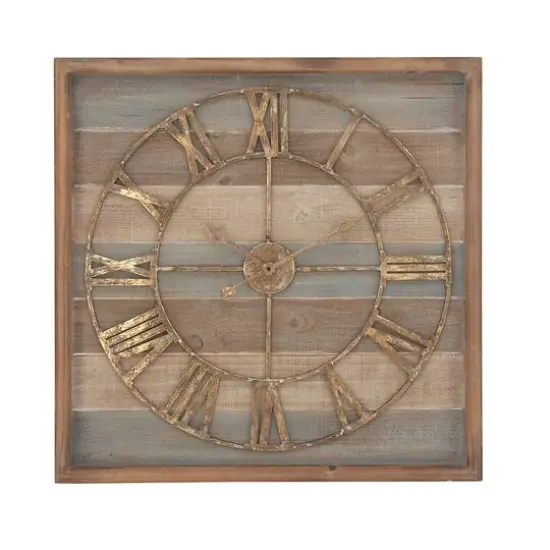 Brown Contemporary Wood Wall Clock, 30" x 30" {4}