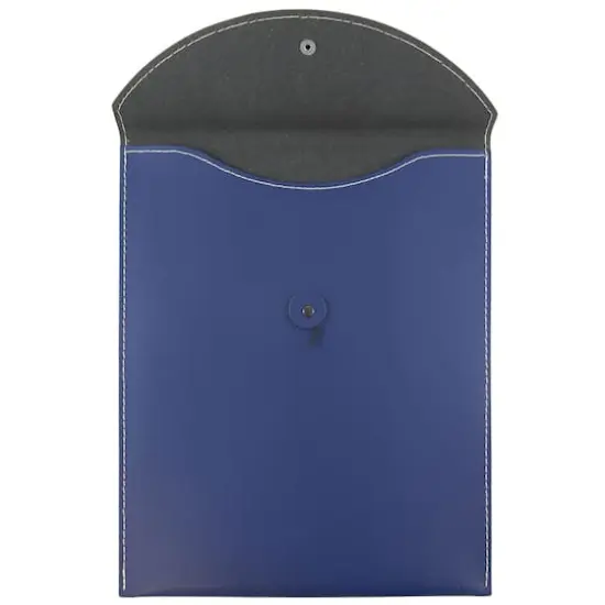 JAM Paper 9.5" x 12.5" Leather Portfolio with Button & String Blue {4}