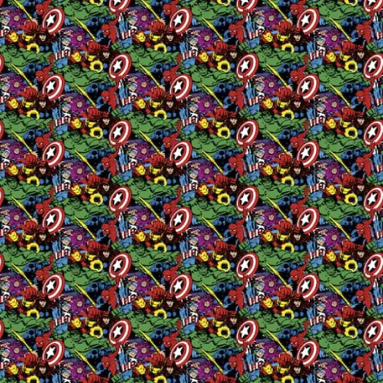 Marvel Retro Heroes Packed Cotton Fabric {1}