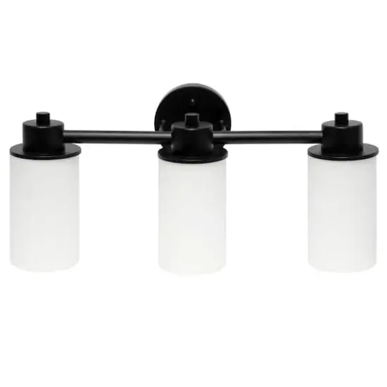Lalia Home Essentix 3-Light White Shade Vanity Black {1}
