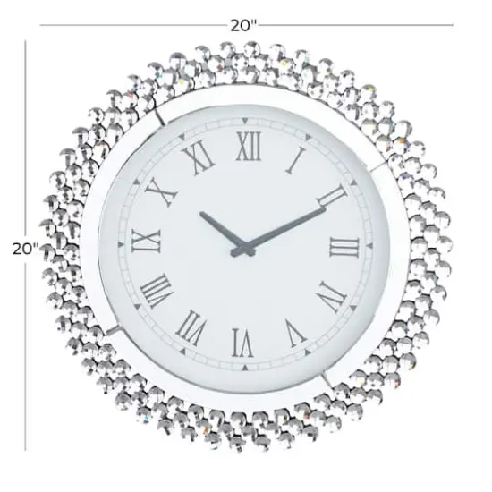 Silver MDF Glam Wall Clock, 20" x 2" x 20" {6}