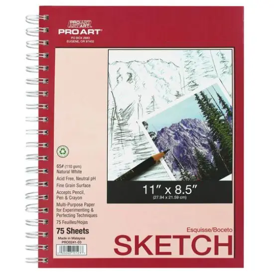 Pro Art&reg; Side Wire Sketch Pad, 8.5" x 11" {1}