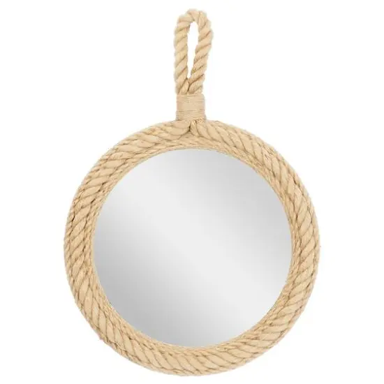 34" Tan Round Coastal Wall Mirror {1}