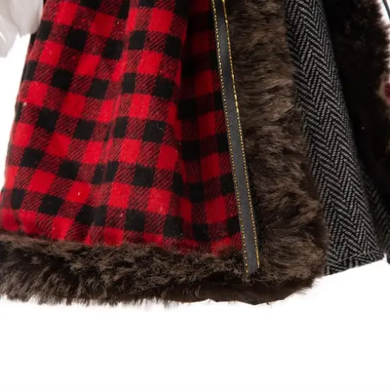 Glitzhome&reg; 16" Red Plaid Faux Fur Angel Tree Topper {8}