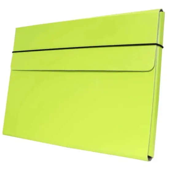 JAM Paper Strong Thin Portfolio Carrying Case with Elastic Band Closure Lime Green {4}
