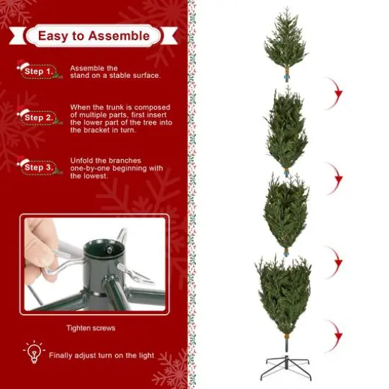 Glitzhome&reg; 9ft Pre-Lit Green Upward Slim Fir Artificial Christmas Tree, Multicolor LED Lights {8}