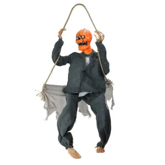 30" Animated Swinging Pumpkin Man Halloween Decoration {3}