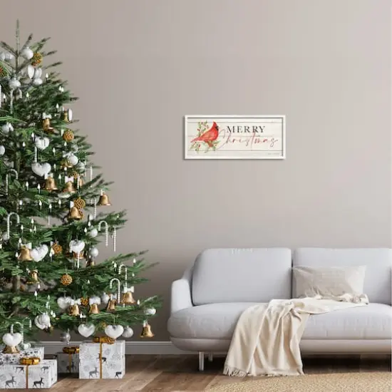 Stupell Industries Merry Christmas Cardinal Framed Gicl&eacute;e Art Red and White with White Frame {3}