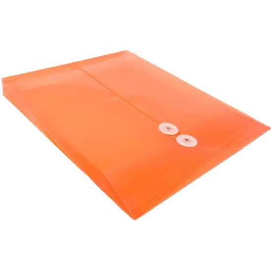JAM Paper Letter Size Plastic Envelopes with Button & String Tie Closure, 12ct. Bright Orange {6}