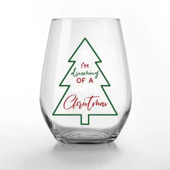 15oz. Dreaming of a White Christmas Stemless Wine Glass {1}