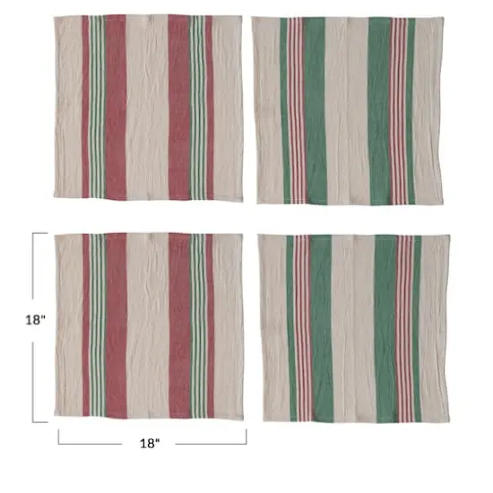 Hello Honey&reg; 18" Multicolor Striped Christmas Napkin Set {4}