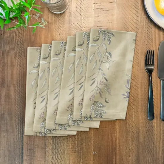 Vines Cotton Twill Napkin Tan {4}