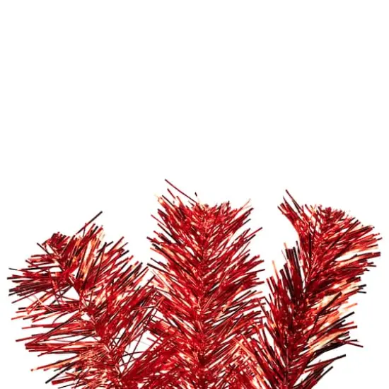 7ft. Unlit Red Artificial Tinsel Christmas Tree {6}