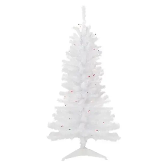 4ft. Pre-Lit Woodbury White Pine Artificial Christmas Tree, Multicolor Lights {1}