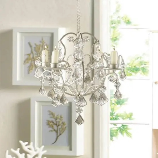 15" Ivory Baroque Candle Chandelier {3}