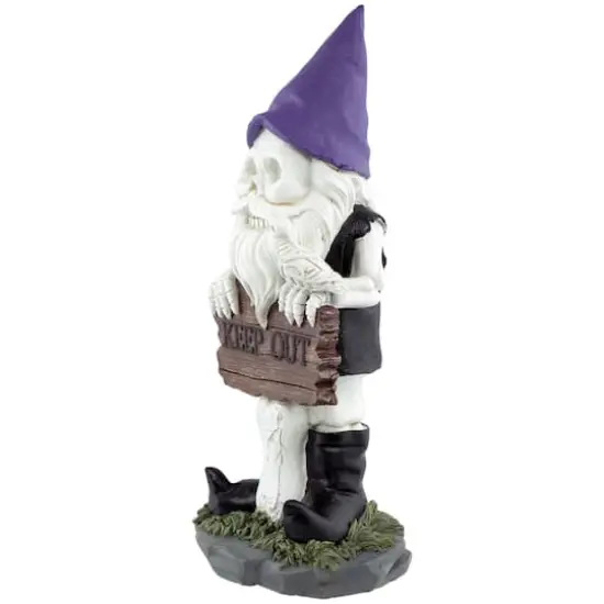 11.75" Gnome Skeleton "Keep Out" Halloween Decoration {5}