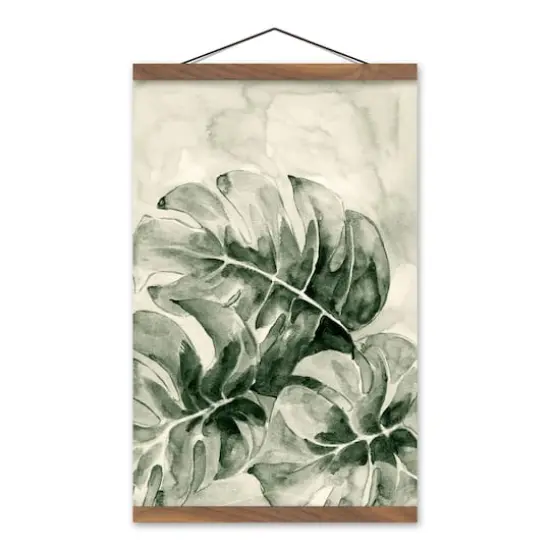 Sage Monstera Teak Hanging Canvas {1}