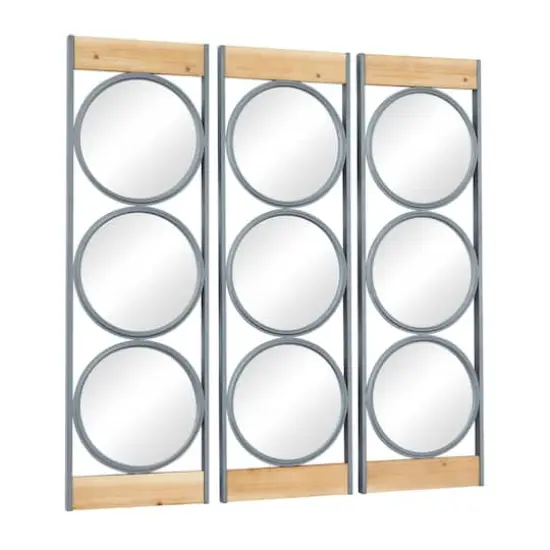 Set of 3 Black Iron Industrial Wall Mirror, 37" x 11" {3}