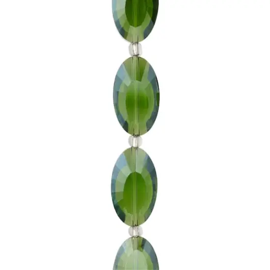 Green Glass Faceted Oval Beads, 20mm by Bead Landing&trade; {1}