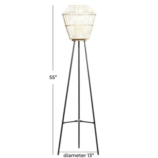 White Metal Natural Lantern, 55" x 13" x 13" {6}