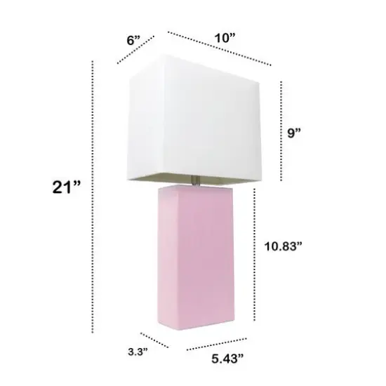 Lalia Home Lexington 21" Leather Home D&eacute;cor Table Lamp Blush Pink {4}