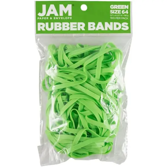 JAM Paper Size 64 Rubber Bands, 100ct. Green {4}