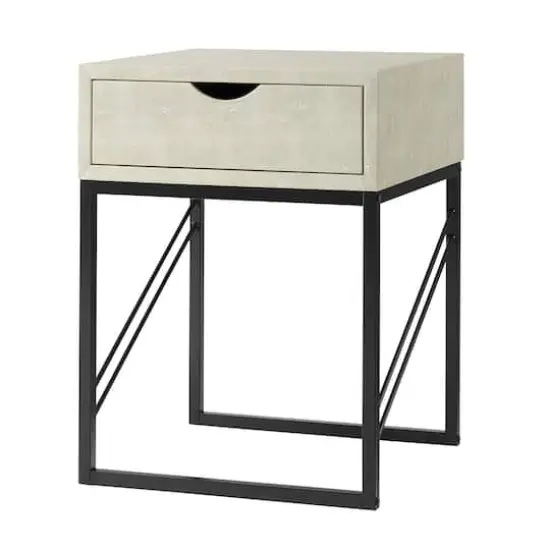 Walker Edison 18" 1-Drawer Shagreen Side Table Off White {1}
