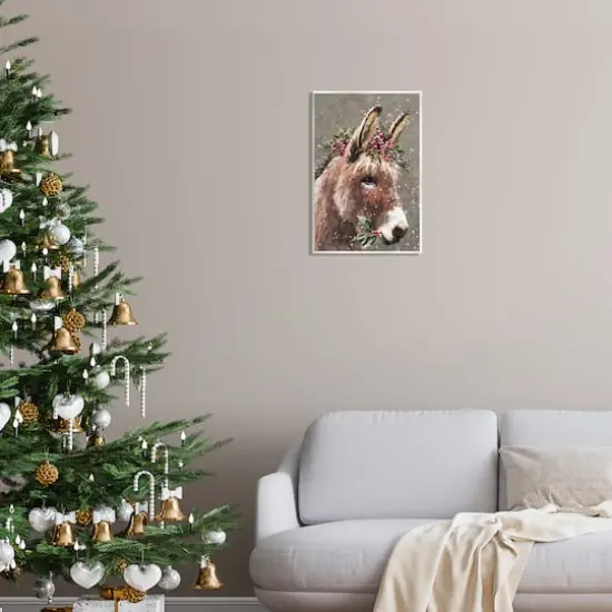 Stupell Industries Winter Donkey Snow Falling Wall Plaque Art {3}