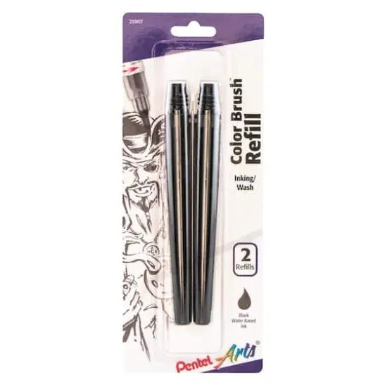 Pentel Arts&reg; Color Brush&trade; Black Refill Ink Cartridges, 2ct. {1}