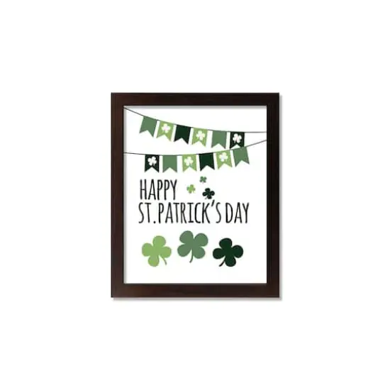 Happy St Pats Banner 11" x 14" Black Framed Print Under Plexiglass {1}