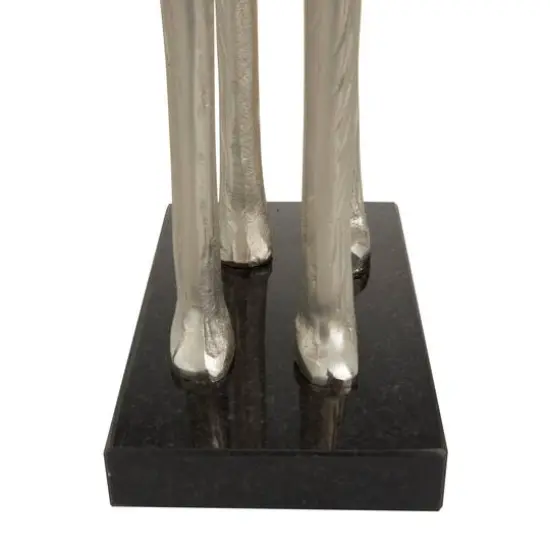 Silver Aluminum Contemporary Giraffe Sculpture Set {6}