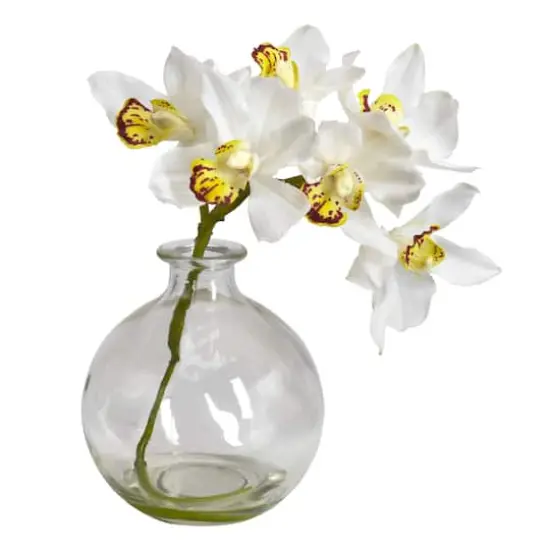 8" Cymbidium Arrangement in Vase, 3ct. {3}