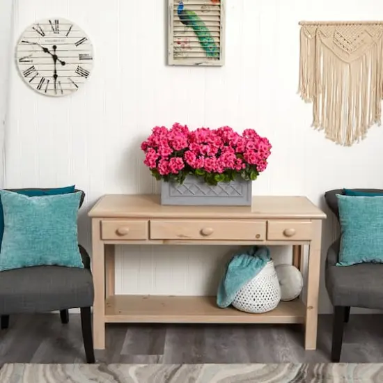 18&rdquo; Beauty Geranium in Stone Planter {3}