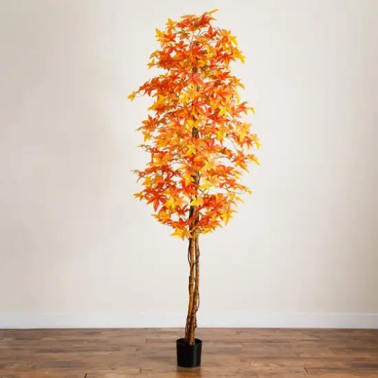 9ft. Autumn Deluxe Maple Artificial Fall Tree {7}