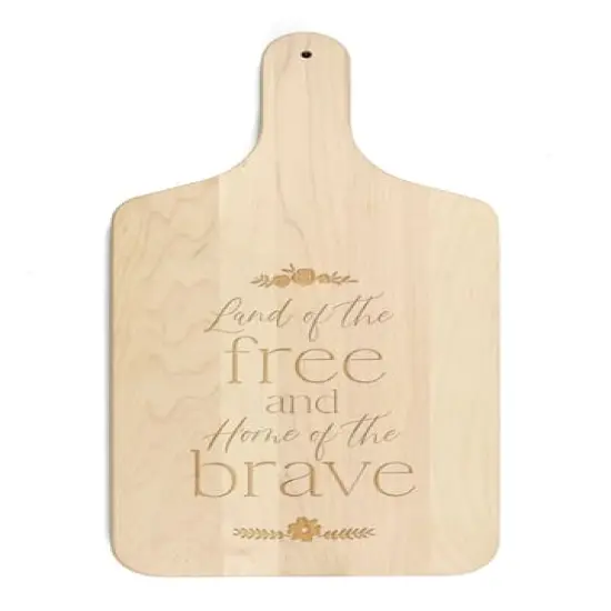 17" Land of the Free Home of the Brave Paddle Cutting Board Maple {1}