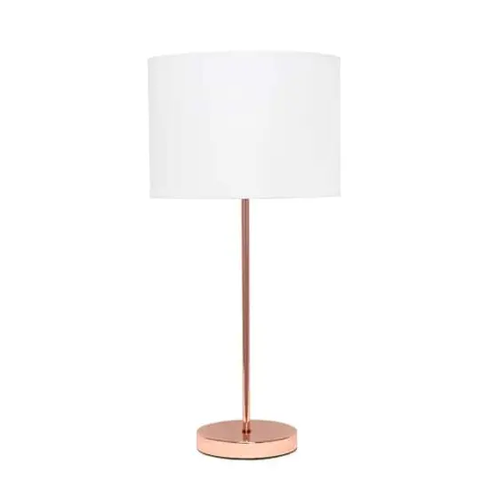 Simple Designs 23" White Fabric Shade Lamp Rose Gold {1}