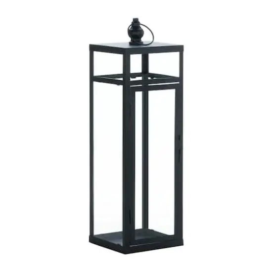 22.5" Black Dramatic Geometry Lantern {1}