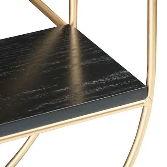 Hello Honey&reg; Metal & Wood Gold Oval Wall Shelf {4}