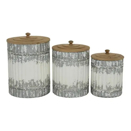 White Metal Farmhouse Decorative Jar Set {1}