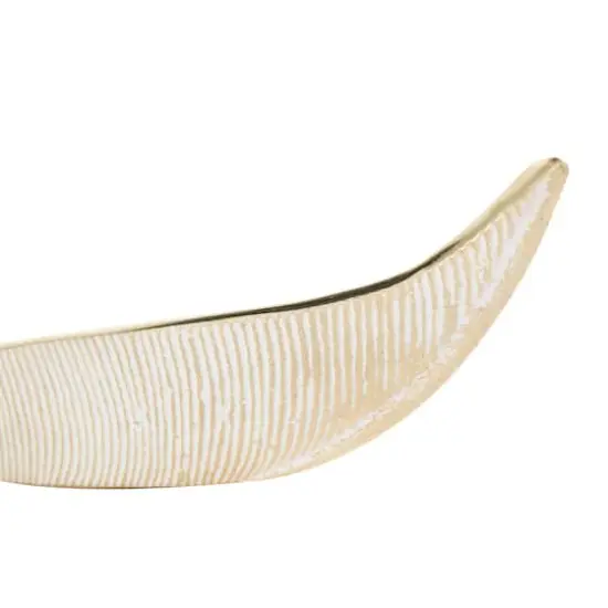 Silver Aluminum Leaf Slim Carved Decorative Bowl Set with Gold Metallic Accents {8}