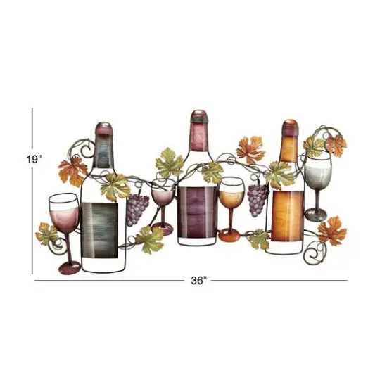 Multi Colored Metal Traditional Wine Wall Decor, 19" x 36" x 1" {8}