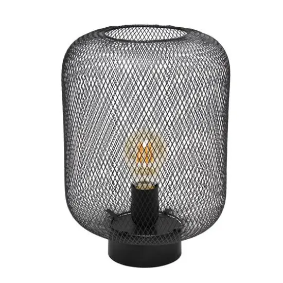 Simple Designs 12" Metal Mesh Industrial Table Lamp Black {1}