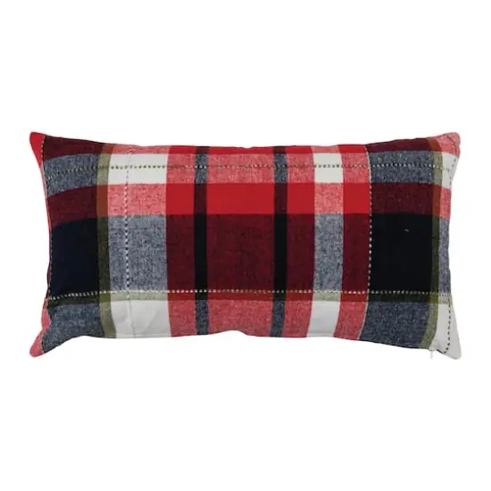 Hello Honey® 28" Plaid Applique Ho Ho Ho Brushed Cotton Flannel Lumbar Pillow {4}