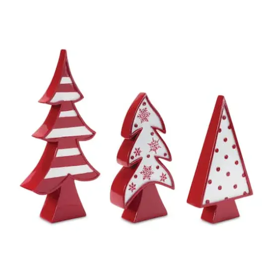 Red Whimsical Tabletop Tree Set {1}