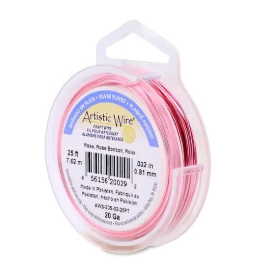 Artistic Wire&reg; 20 Gauge Silver Plated Tarnish Resistant Colored Copper Craft Wire, 25ft. Rose {1}