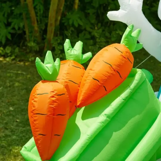 Glitzhome® 72.75" Easter Lighted Bunny Wheel Barrow Inflatable Decor {5}