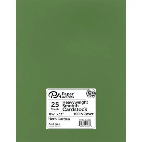 PA Paper&trade; Accents 8.5" x 11" 100lb. Smooth Cardstock, 25 Sheets Herb Green {1}