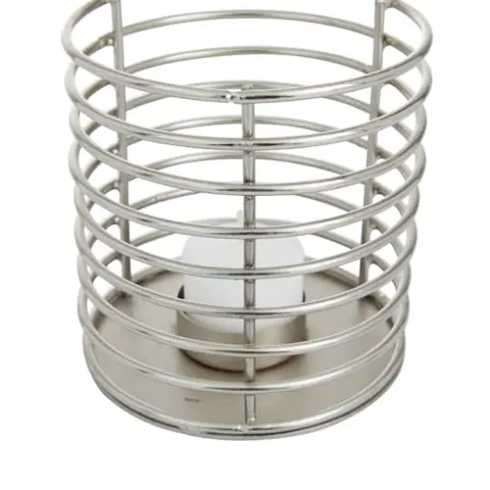 Set of 3 Silver Iron Modern Candle Holders, 4" x 4" x 4" {4}