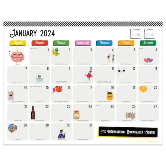 TF Publishing 2024 Every Day's A Holiday Medium Desk Pad Monthly Blotter Calendar {1}