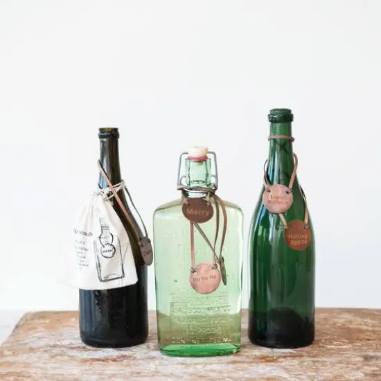 Hello Honey&reg; Antique Copper Holiday Sentiments Metal Bottle Tags with Leather Ties, 6ct. {3}